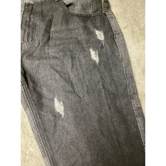 Stacy Adams Mens Avante Guard Black & Gray check Patterned Jeans 40x32 Grunge - Picture 7 of 11